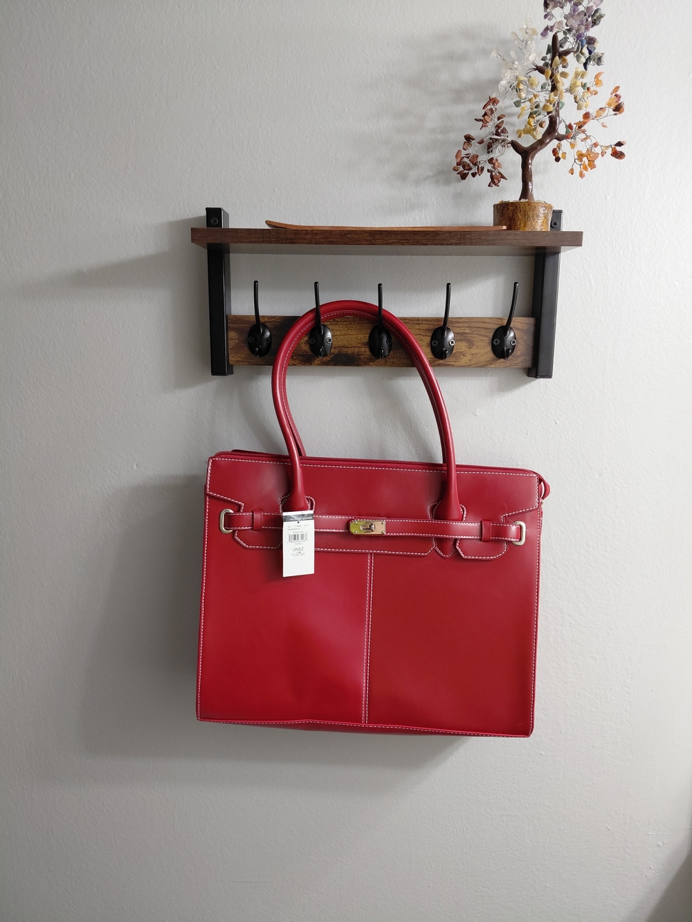 Bright Red Leather Tote with Top Handles - Wilsons Leather